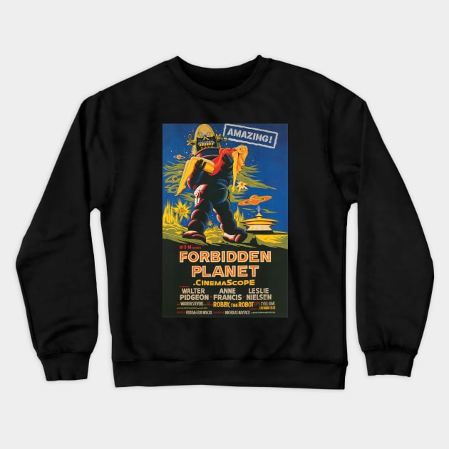 Classic Science Fiction Movie Poster - Forbidden Planet Crewneck Sweatshirt by Starbase79